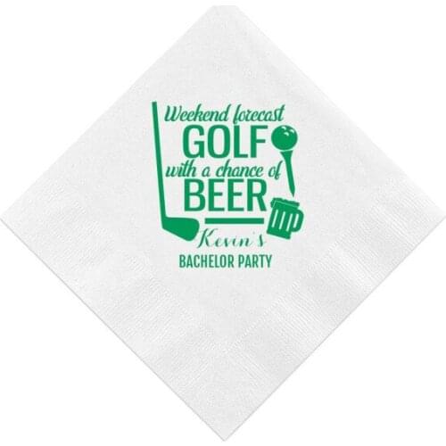 Golf with a Chance of Beer Personalized Golf Par-Tee Napkins, Custom Bachelor Party Napkins, Custom Bachelor Party Napkins