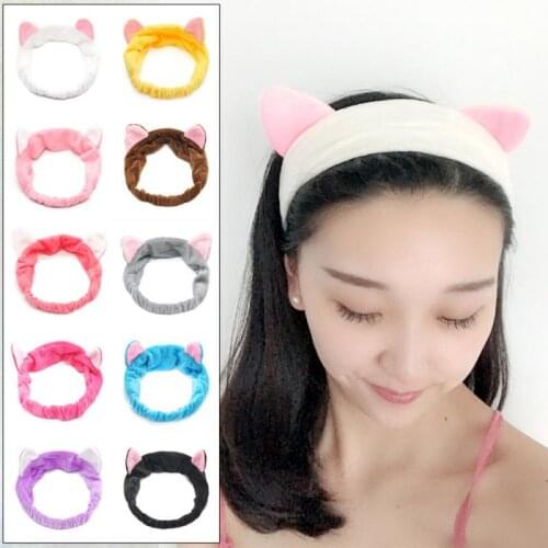 2021 New Cat Ears Hairband Cute Cartoon Wash Face Hairbands Makeup Headdress Cute Plush Headband Hair Accessories Makeup Tools