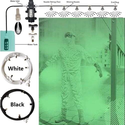 Water Mist Spray For Booth Sterilizing And Outdoor Nebulizer Pump Misting system Kit 6M 9M 12M 15M 18M Slip Lock T connectors