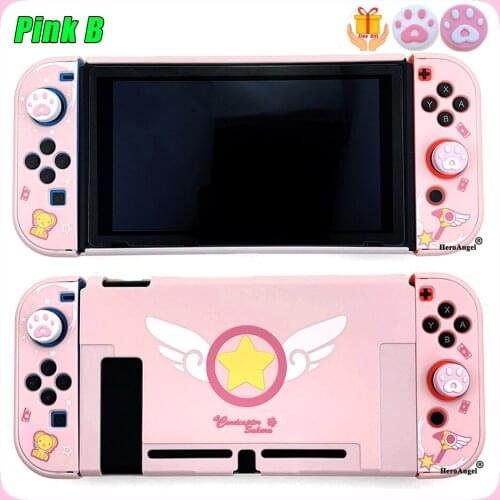 Pink Protective Case For NintendoSwitch Full Controller Shell Hard Cover NS Game Case For Nintendo Switch Back Cover Detachable