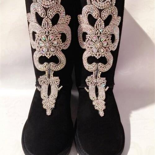 SEX custom tide brand diamond rework luxury full diamond real cowhide shoes cotton shoes high snow boots