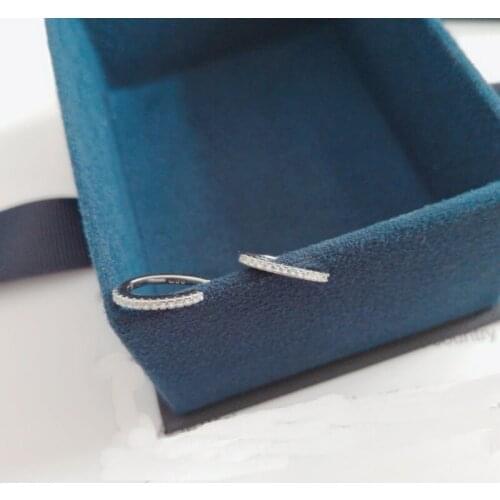 SLJELY Fashion Real 925 Sterling Silver French Simple Cubic Zirconia Ear Bone Cuff No Pierced Clip Earrings for Women Jewelry