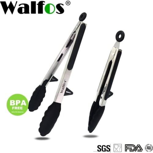 WALFOS 22 CM And 30CM Food Grade 100% Silicone Food Tong Kitchen Tongs Utensil Cooking Tong Clip Clamp Salad Serving BBQ Tools