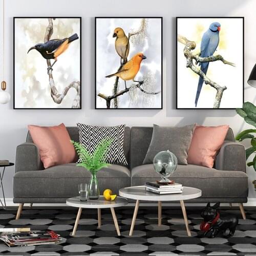 Nordic Spray Color Abstract Scenery Animal Bird Canvas Painting Sofa Background Wall Picture Print Poster Living Room Decoration
