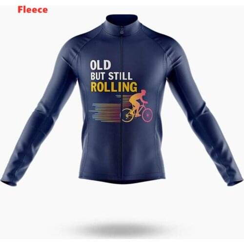 Old But Still Rolling blue Autumn/winter Long Sleeve Cycling Jersey MTB Bicycle Cycling Clothing Mountain Bike Sportswear