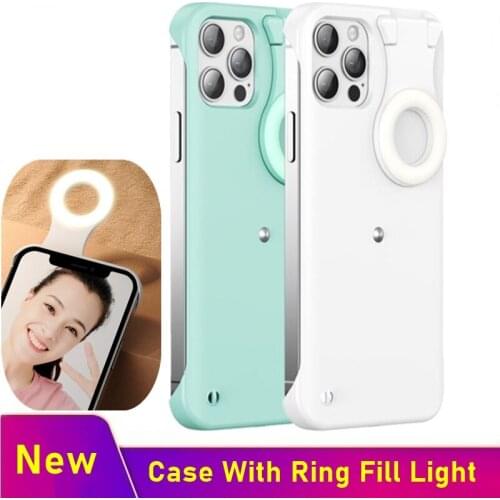 Tongdaytech Led Selfie Ring Fill Light Phone Case For Iphone 12 11 XS Pro Max XR X Funda With Flash Light For Beauty Photos Case