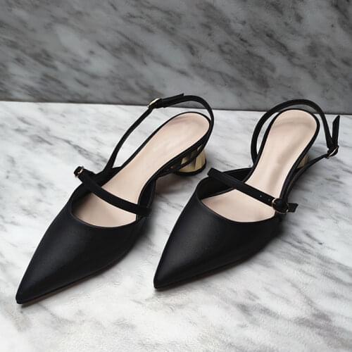 3cm Heels Fine Heeled Shoes Pointed Pumps Slingback Sandals Ladies 2021 Shallow Mouth 5cm Stiletto Beige Toe Open African Closed