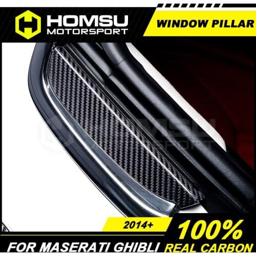 Carbon Fiber For Mase-rati Ghi-bli 2014-2019 Side B C Pillar Decoration Trim Car Styling 3M Tape Add On door column decoration