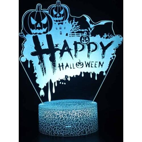 Happy Halloween Visual Light Figure Acrylic 3D Illusion LED Lamp USB Colourful NightLight Model Fun Toys for Kids Christmas Gift