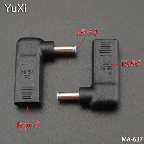 YuXi 1PCS/lot USB 3.1 Type-C to DC 4.5*3.0mm Power Charged Adapter Converter PD 18.5V Angled for HP Lap top replace