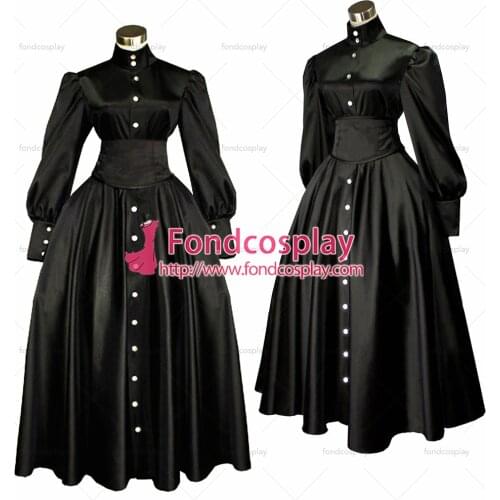 Sissy Maid Gothic Lolita Punk Ball Gown Black Satin Dress Cosplay Costume Tailor-made[G445]