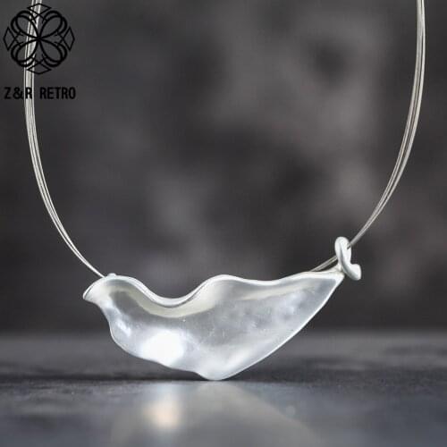 2021 Silver Color Leaf Pendants Neck Choker Necklace Vintage Statement Jewelry for Women Rope Chains Suspension Unusual Things