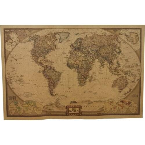 1 Pcs 72.5X47cm Student school stationery education style event decoration poster Not acratch off world map poster wall maps