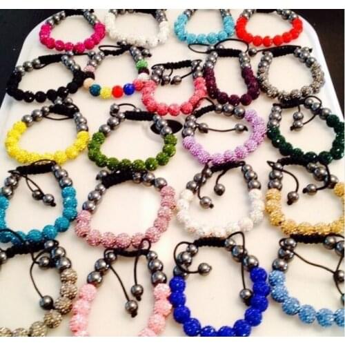 10mm 3pcs/lot y4353 multicolor mixed Disco Pave Ball bead Bracelets Bangles for Wholesale crystal