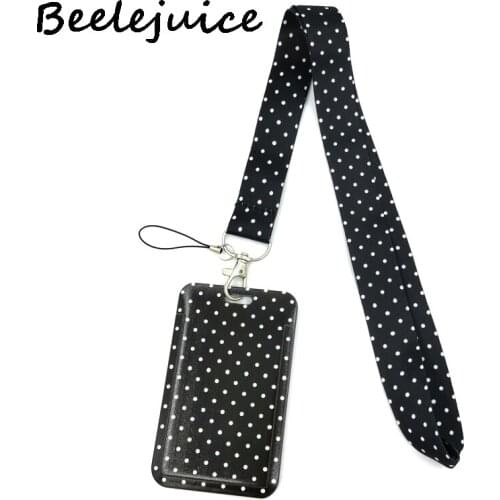 12sets Black Wave point Lanyard Neck Strap Art Anime Fashion Lanyards Bus ID Name Work Card Holder Accessories Decorations Kids