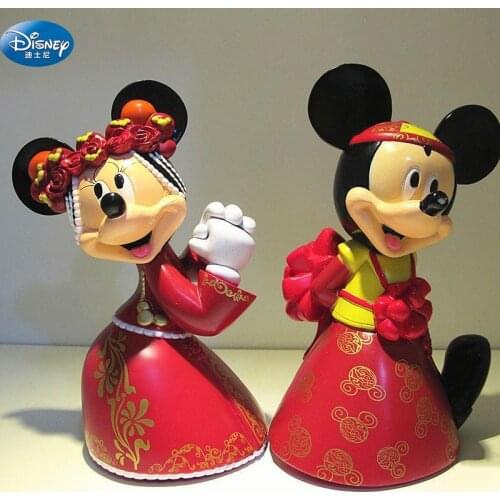 2pcs/lot 7 cm Minnie Mickey Mouse marry Action disney China red dolls kids Toy Figures wedding present kids gift