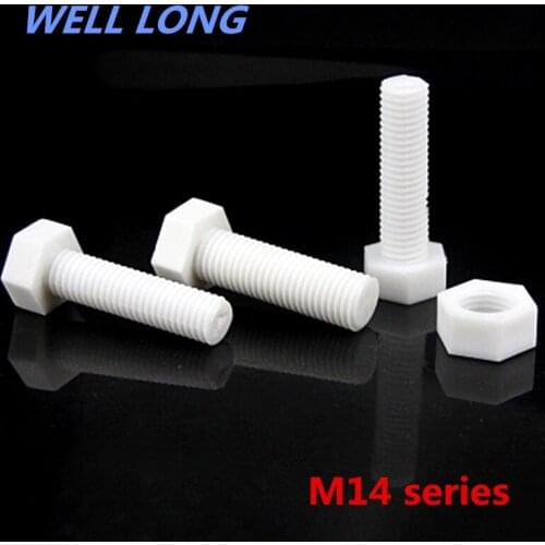 20pcs/lot M14 PP Hexagon Plastic Screws Corrosion Resistant Acid and Alkali Insulation Plastic Bolts