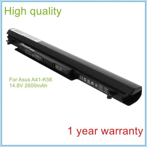 14.8V 2600mAh Replacement Laptop Battery A41-K56 for K56C K56CA Notebook A31-K56