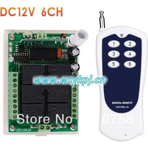 DC 12V 6CH channel RF Wireless Remote Control Switch &Remote Control System receiver and transmitter /home applicance Light LED