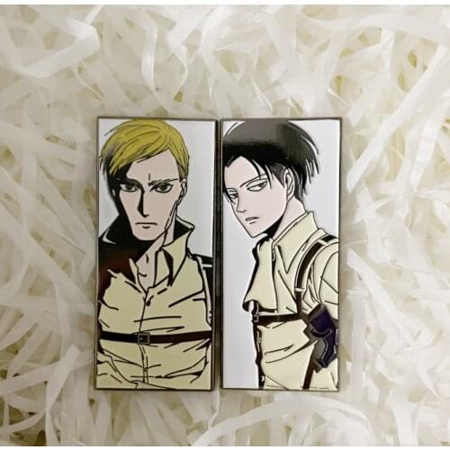 Attack On Titan Levi Ackerman Erwin Smith Enamel Pins Couple Pin Cosplay Brooches Pin Enamel Pin