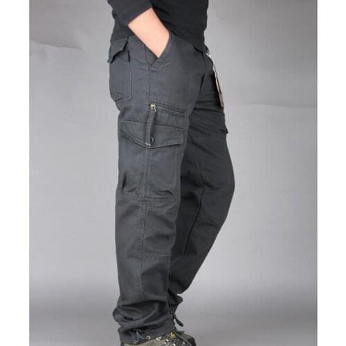 Mens Cotton Casual Trousers Cargo Pants Overalls Multiple Pockets Mens Casual Pants Men Trouser Cargo Pants