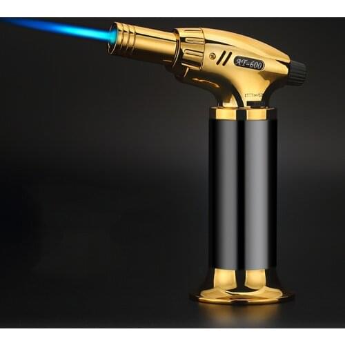 High Capacity Butane Gas Cigar Lighter Metal Torch Jet Lighter Adjustable Flame Chef Cooking Outdoor BBQ Camping Lighters