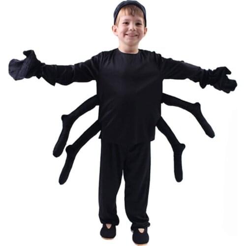 Child Kids Black Spider Costume Tarantula Cosplay for Boys Girls Halloween Purim Carnival Party Fantasia Dress up