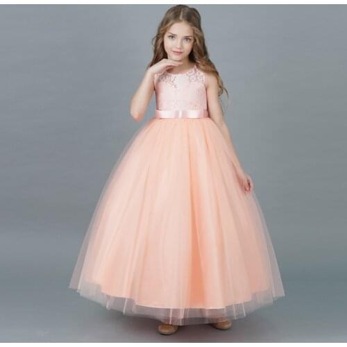 Summer Baby Girl Kids Dresses Lace Teenage Girl Wedding Ceremony Gown Long Girl Dress Princess Party Formal Dress Girls Clothes