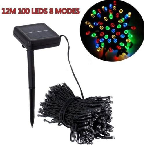 100 Leds 8 Modes Fairy Holiday Xmas String Light Solar Powered Lamp 12M Waterproof Outdoor Garland Holiday Garden New Year Decor