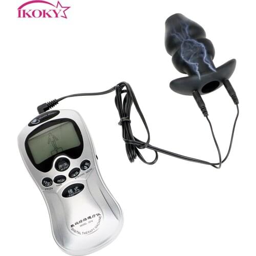 IKOKY Butt Plug Prostate Massage Female Masturbation Stimulator Sex Toys for Women Anal Plug Electric Shock Adult Products