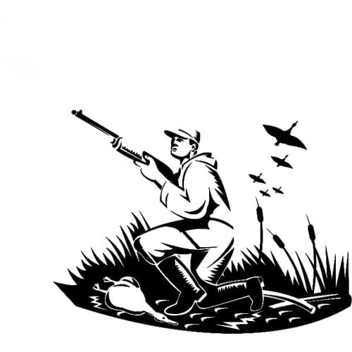 Interesting Bird and Hunter Vinyl Decor Car Sticker Decal Graphical Black/Silver 20cm*15cm