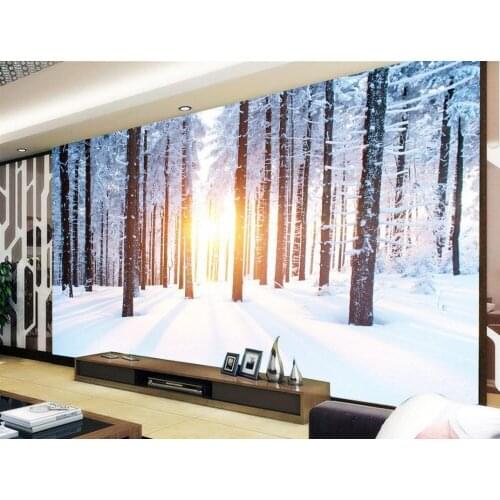 Classic wallpaper for walls Home Decoration Woods winter snow 3d stereoscopic wallpaper 3d landscape wallpaper