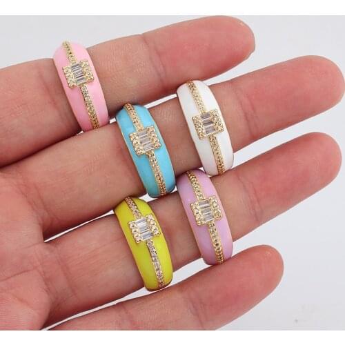 Vintage Bohemia Colorful Enamel Ring Cute Simple Metal 18K Gold Plated Colorful Rings for Women Punk Rock Jewelry Female