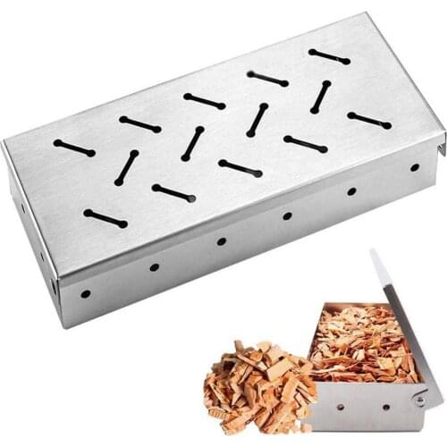 Smoker Box BBQ Smoker Box Wood Chips For Indoor Outdoor Charcoal Gas Barbecue Grill Meat Infused Smoke Flavor Accessories