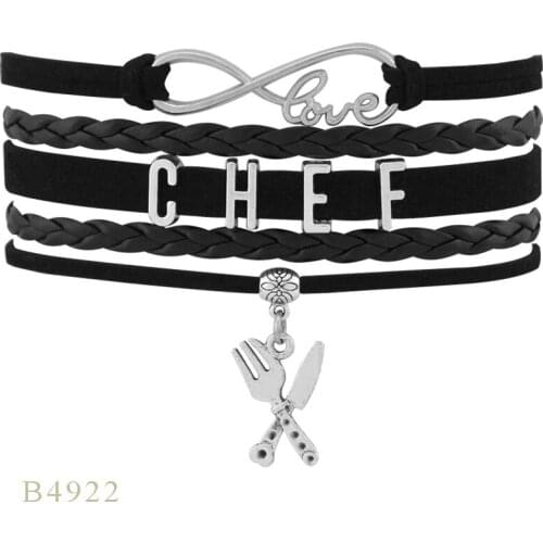 Infinity Love Baking Chef Cook Dietician Nutrition BBQ Barbecue Baker Bartender Camping Summer Style Leather Bracelets for Women