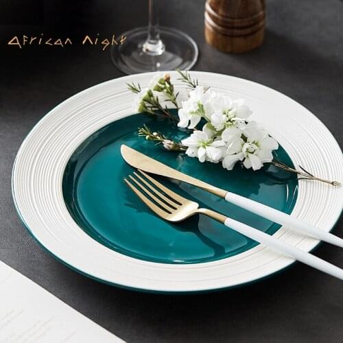 Nordic Creative Drawing Western Food Steak Plate Ceramic Dessert Straw Hat Plate Restaurant Pasta Plate Kitchen Utensils