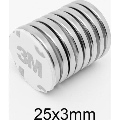 2~30PCS 25x3mm Round Rare Earth Neodymium Magnet With 3M Tape 25*3 Search Magnet Strong 25x3 Disc Permanent Magnet