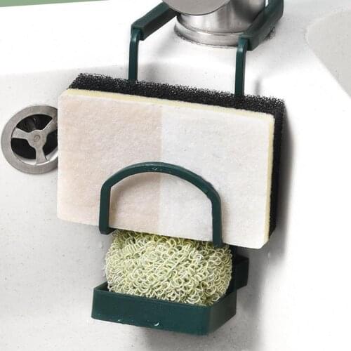Kitchen Water Tap Faucet Metal Draining Storage Rack Sink Soap Sponge Rag Holder comes with silicone fittings prevents scratch