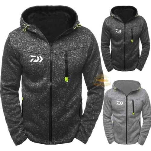 Daiwa Brand Autumn New Mens Fishing Fleece Cardigan 2020 Winter Outdoor Sports Warm Casual Hooded Jacket Size S-4XL