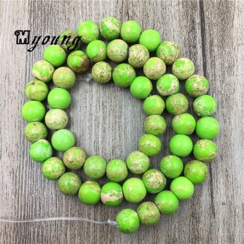 Natural Stone Light Green Sea Sediment Imperial Jaspers Beads,Emperor Stone Loose Smooth Round Drilled Beads For Jewelry MY0079