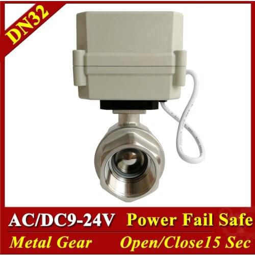 Tsai Fan NPT/BSP DN32 Stainless Steel Power Off Normally Closed Valve AC/DC 9V-24V Power Off Open Valve 1-1/4'' 2 Way 2/5 Wires