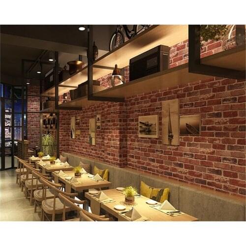Beibehang wallpaper 3d on the wall Vintage imitation brick wallpaper roll hotel restaurant hotel decoration wallpaper Vinyl wall