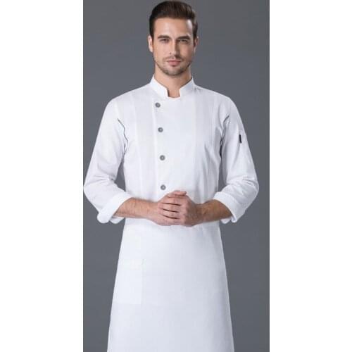 Long Sleeve Restaurant Uniform Single-breasted Breathable Chef Uniform Hotel Restaurant Bakery Jacket Kitchen Work Clothes