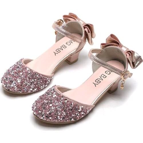 3-12 Years Fashion Bow Princess Summer Shoes For Big Girls Sandal 2019 High Heels Children Kid Shoes High Heels For Little Girls