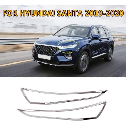 Pcmos ABS Chrome Front Daytime Running Light Cover Trim 2019-2020 For Hyundai Santa Fe Auto Replacement Parts Chromium Styling