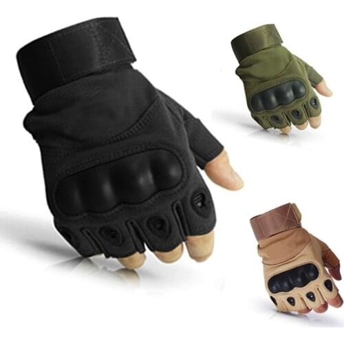 Tactical Hard Knuckle Half finger Gloves Mens Army Military Combat Hiking Shooting Airsoft Paintball Police Duty - Fingerless