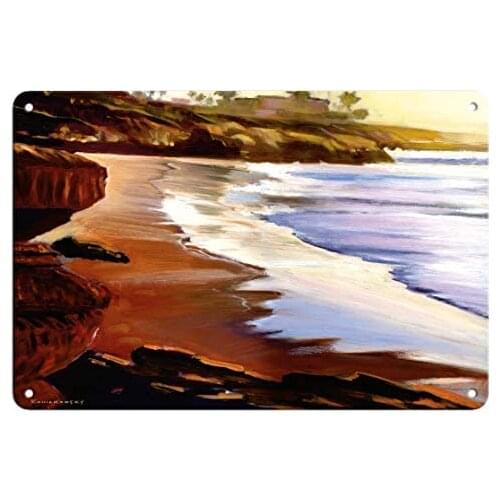 La Jolla Beach, California Coast - from an Original Color Painting by Wade Koniakowsky - Metal Tin Sign