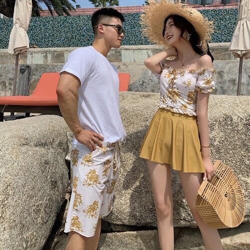 Beach wear for lovers hot spring vacation couple swimsuit sexy swimwear 2019