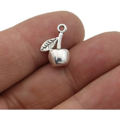 30pcs Silver Plated Apple Charms Pendants for Jewelry Making Bracelet DIY Accessories 15x10mm