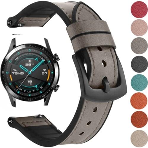 Leather Silicone Strap for HUAWEI WATCH GT 2 46mm 42mm Band Bracelet 20mm 22mm Bands for HONOR ES GS Pro Magic Sports Watchbands